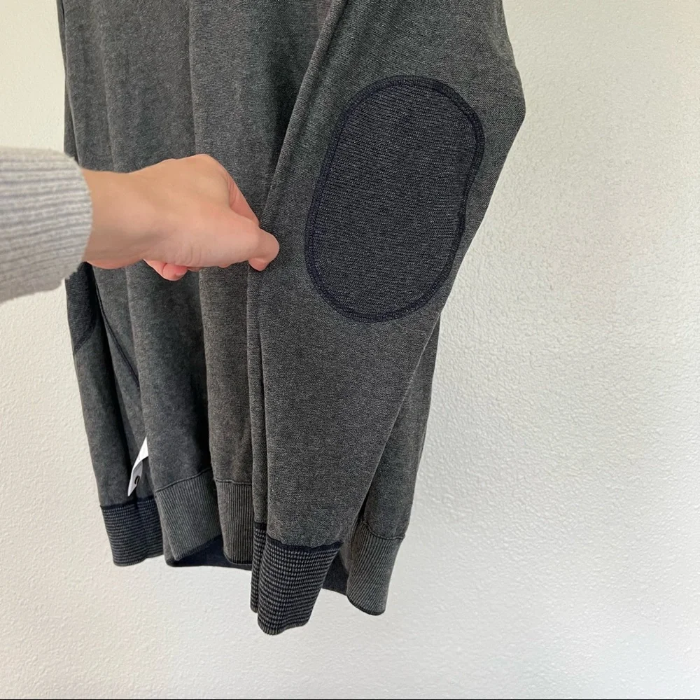 RAFFI Cotton Reversible Elbow Patch Henley Sweater Blue Grey Size Medium NWT - Picture 5 of 9